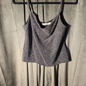 Shimmer Cowl Neck Camisole in Silver-Gray